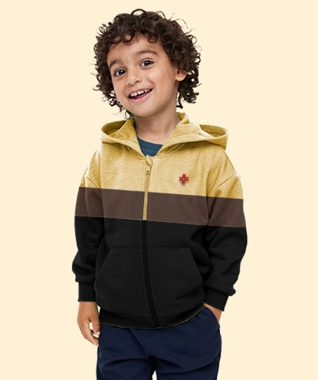 BOYS CUT & SEW ZIPPER WITH HOODIE