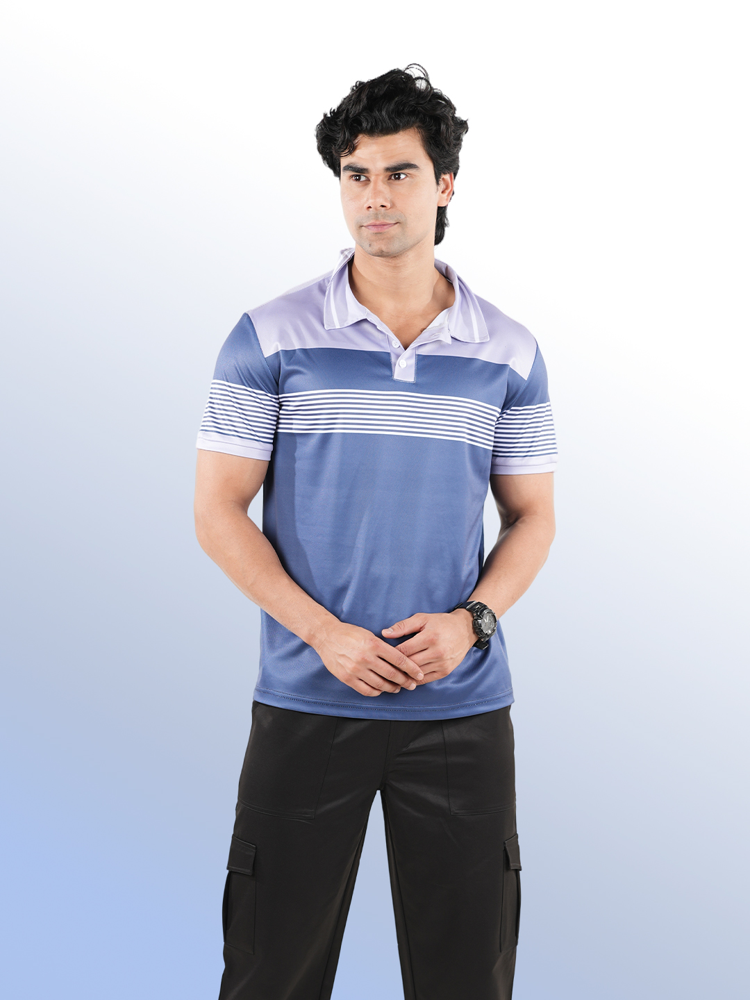 Mens Stripe Polo t-shirt